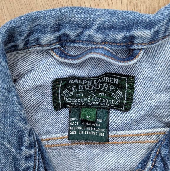 SOLD 🚫 Vintage Ralph Lauren Country Polo Blue Denim Cropped Jacket - Picture 6 of 9